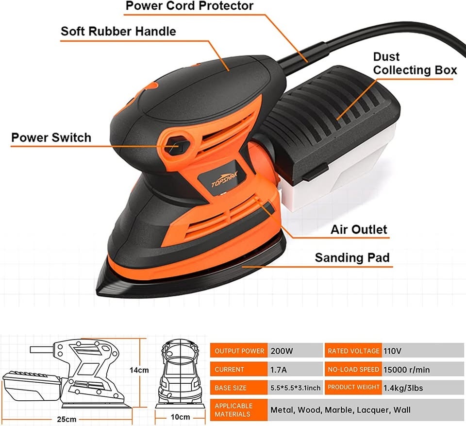 Vibrační delta bruska TOPShak TS-SD3 200W - 3