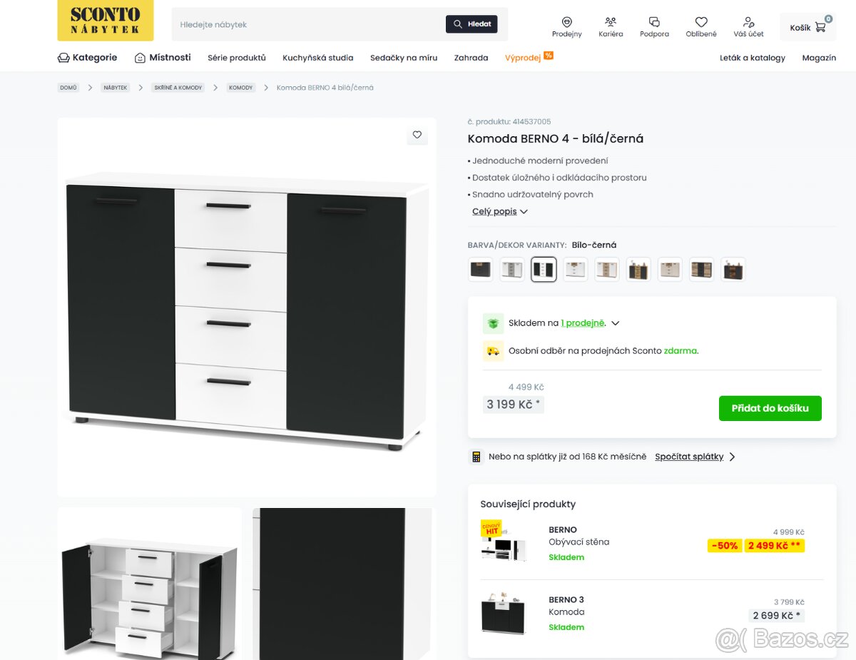 Sconto Komoda BERNO 4 - bílá/černá - 3