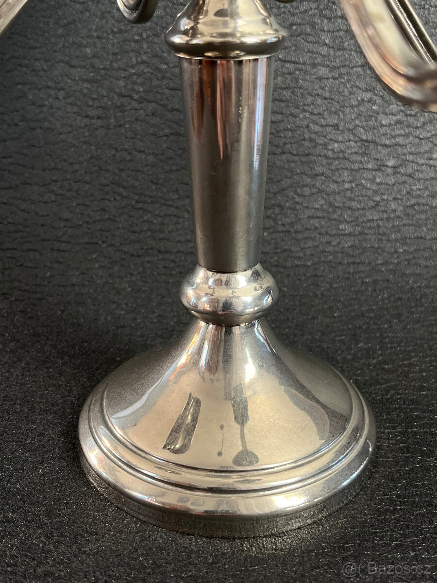 Pětiramenný stolní svícen 18.5 cm, stříbrný kov - 3