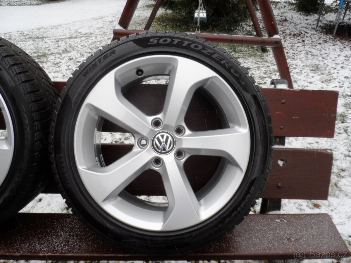 Originál Alu VW +Zimní Pneu Pirelli 205/60/16, ET 48 5X112 - 3