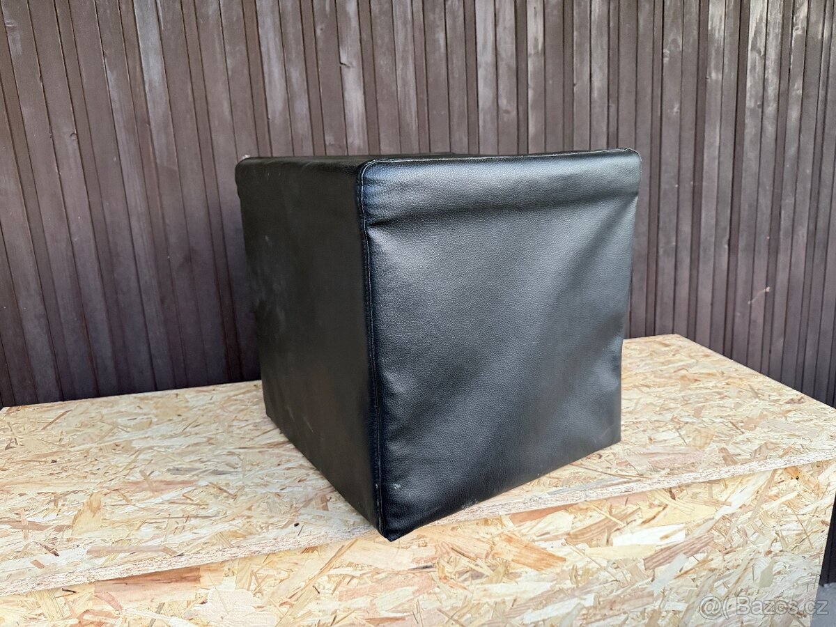 Taburet kožený černý / šedý / hnědý - 3