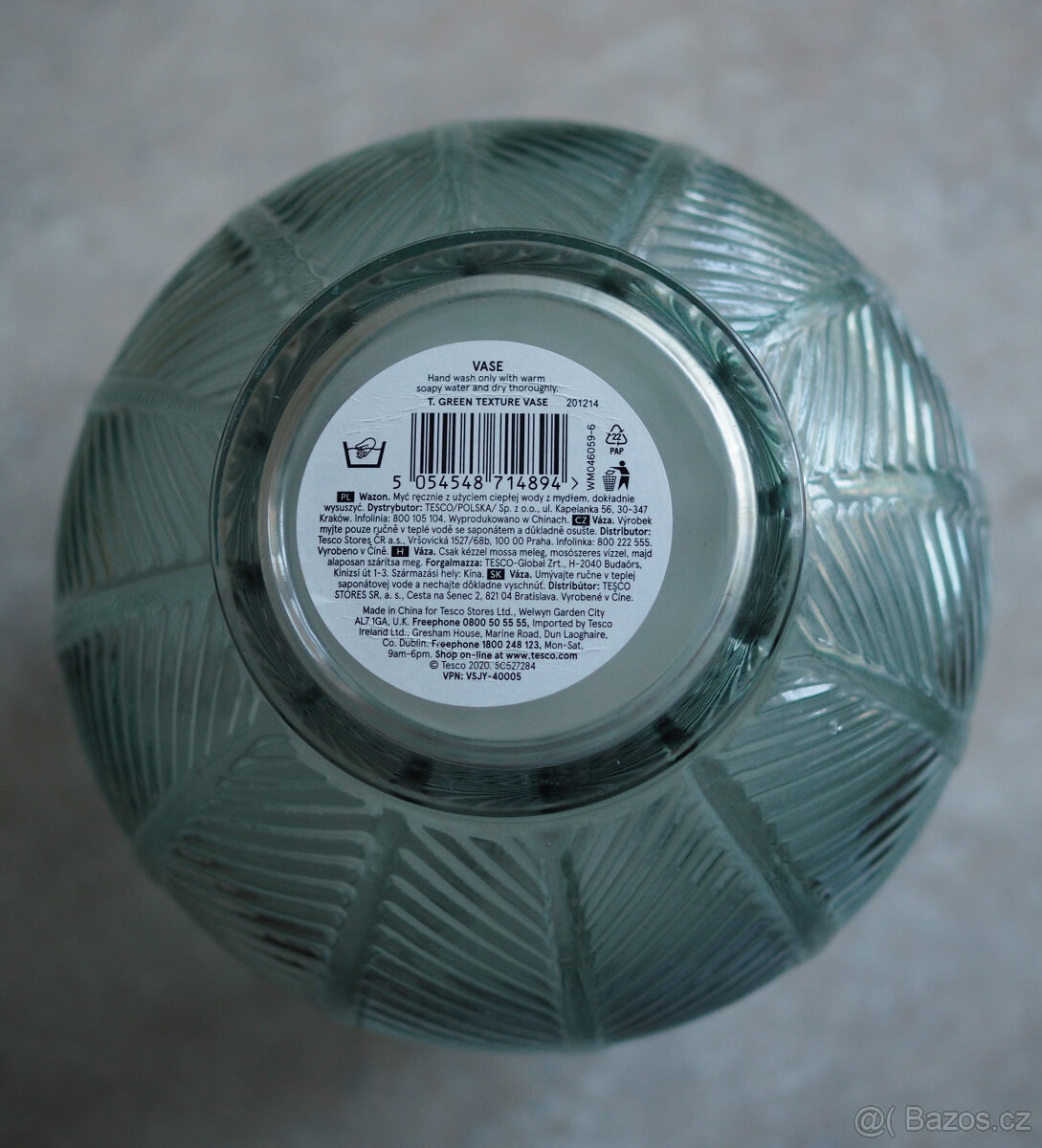 skleněná váza šedo-zelená - 3