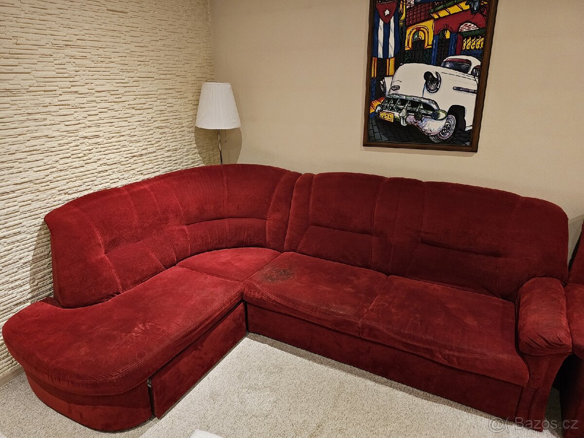 Rohová rozkládací sedačka + křeslo - 3