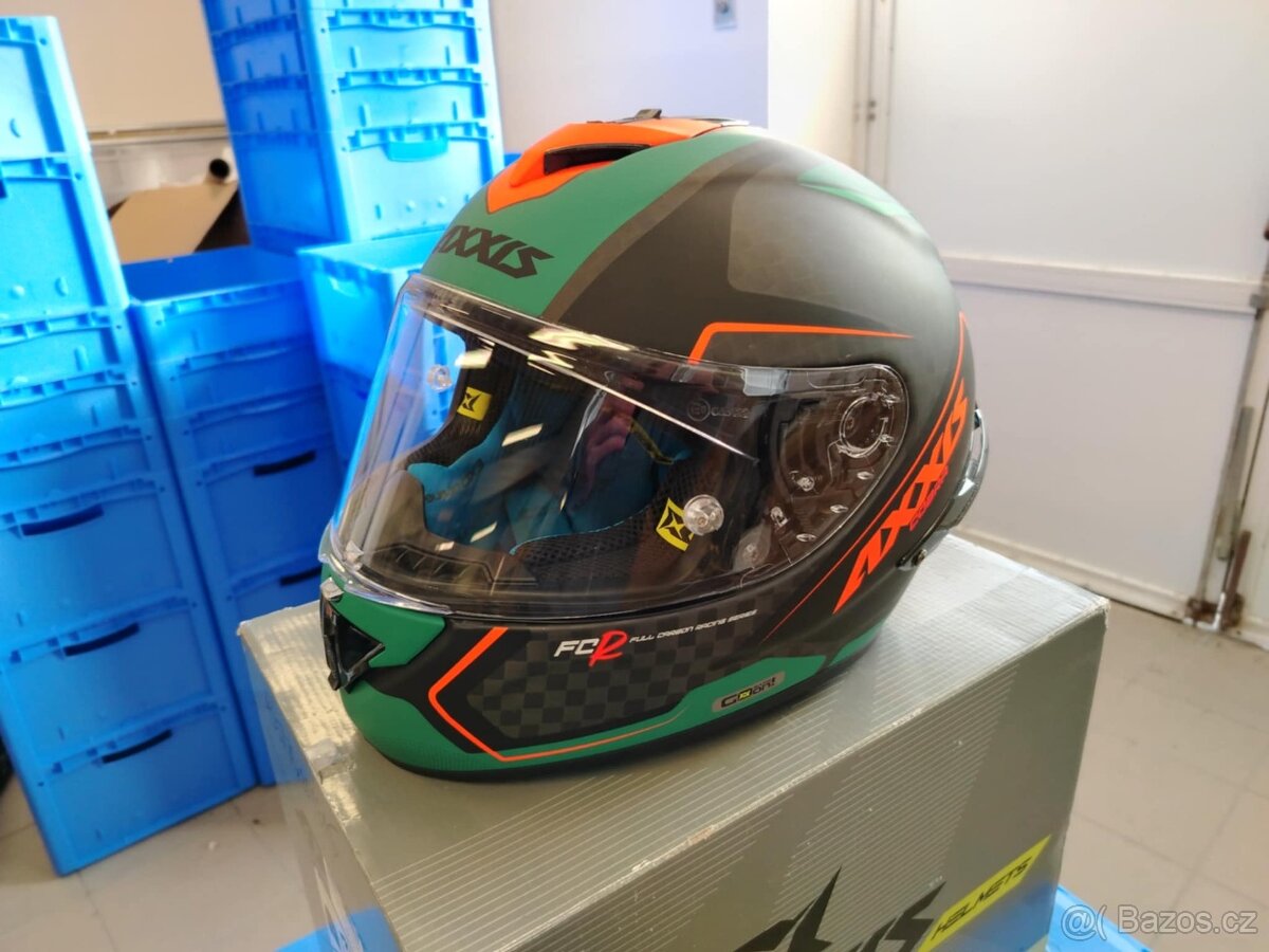 karbonová helma AXXIS COBRA matná zelená M - 3