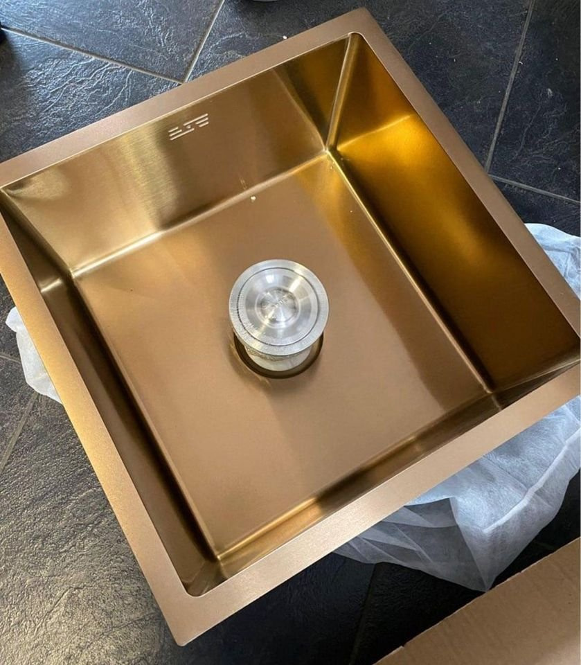 1-komorový nerezový dřez 450x450x210 mm, rose gold - 3