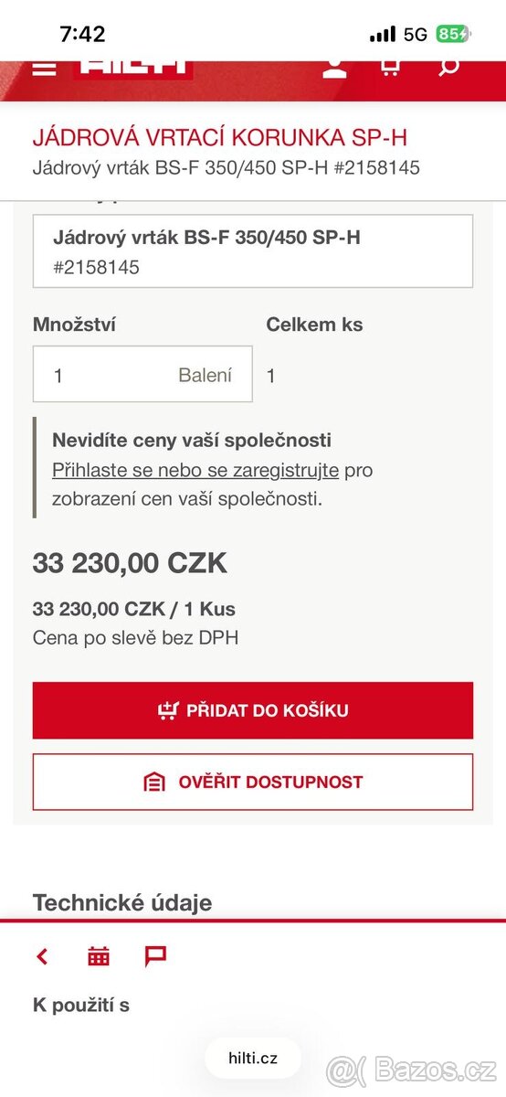 HILTI-JÁDROVÁ VRTACÍ KORUNKA SP-H - 3