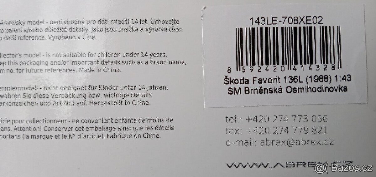 ABREX 1:43 BRNĚNSKÁ OSMIHODINOVKA LIMITKA 300 KS - 3