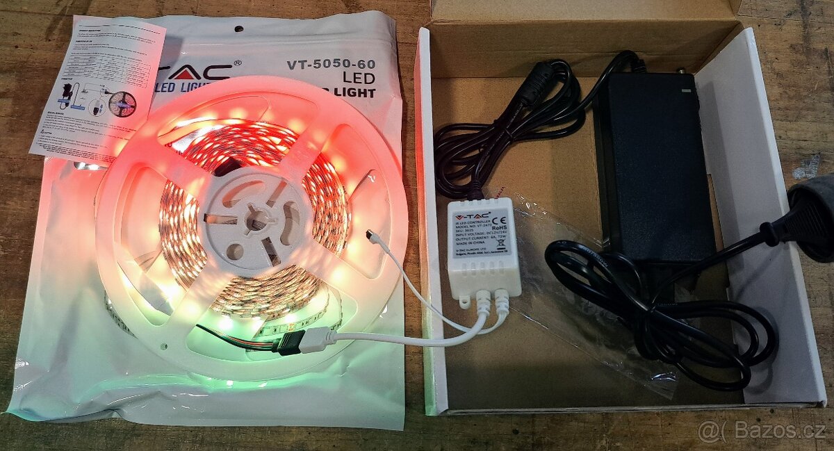 Set RGB LED pásek 5m, napájení, trafo, ovládání - 3