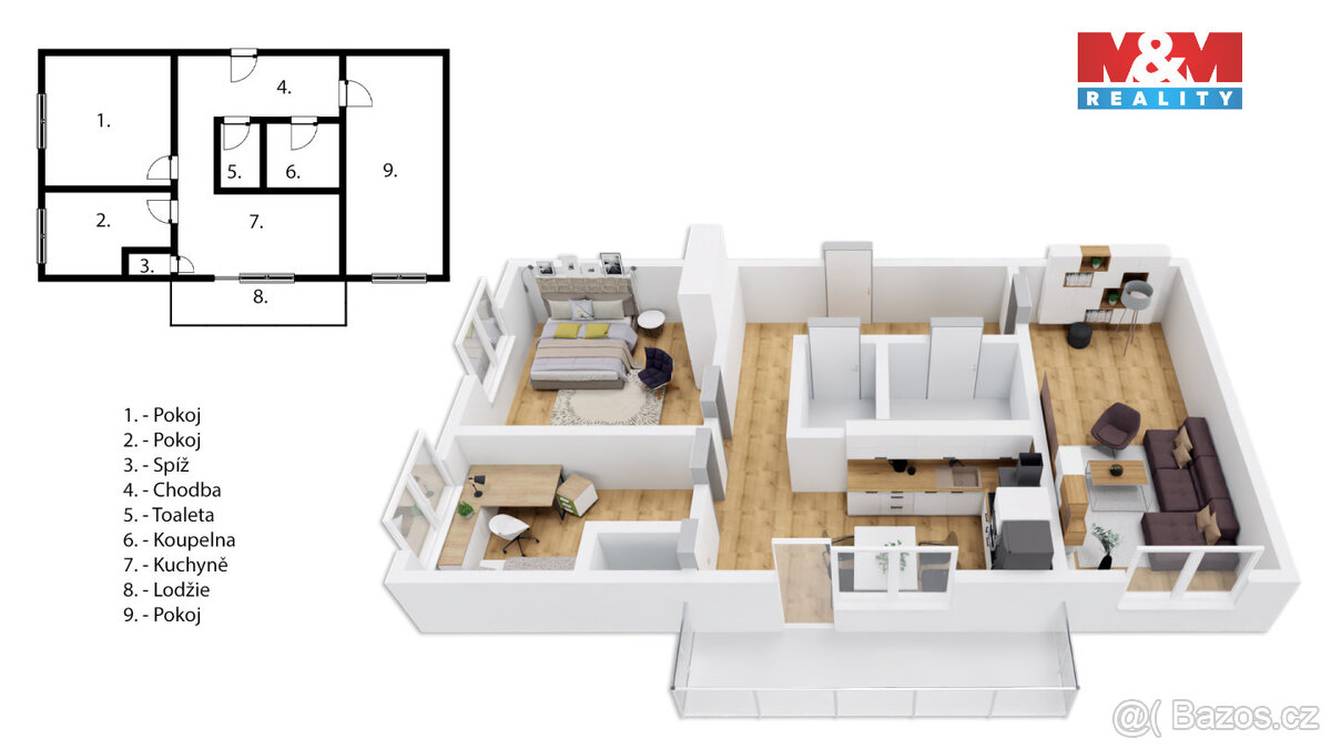 Prodej bytu 3+1, 70 m², Broumov, ul. Sídliště Křinické - 3
