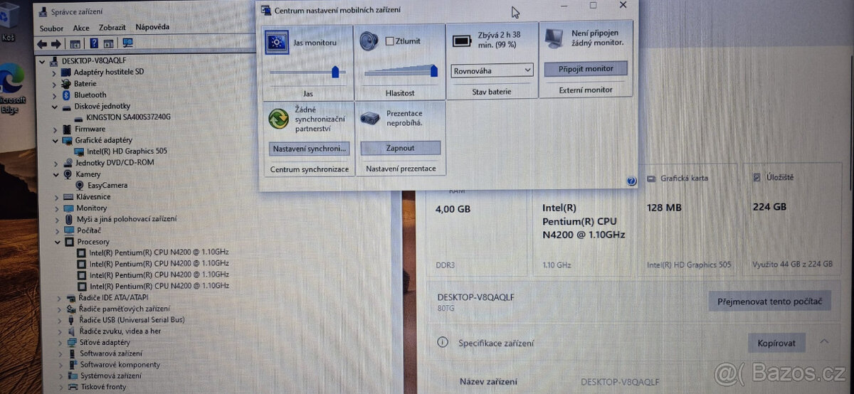 Lenovo, Intel N4200 4x 2,50GHz, 4GB DDR3, 240GB SSD, bat.3h. - 3