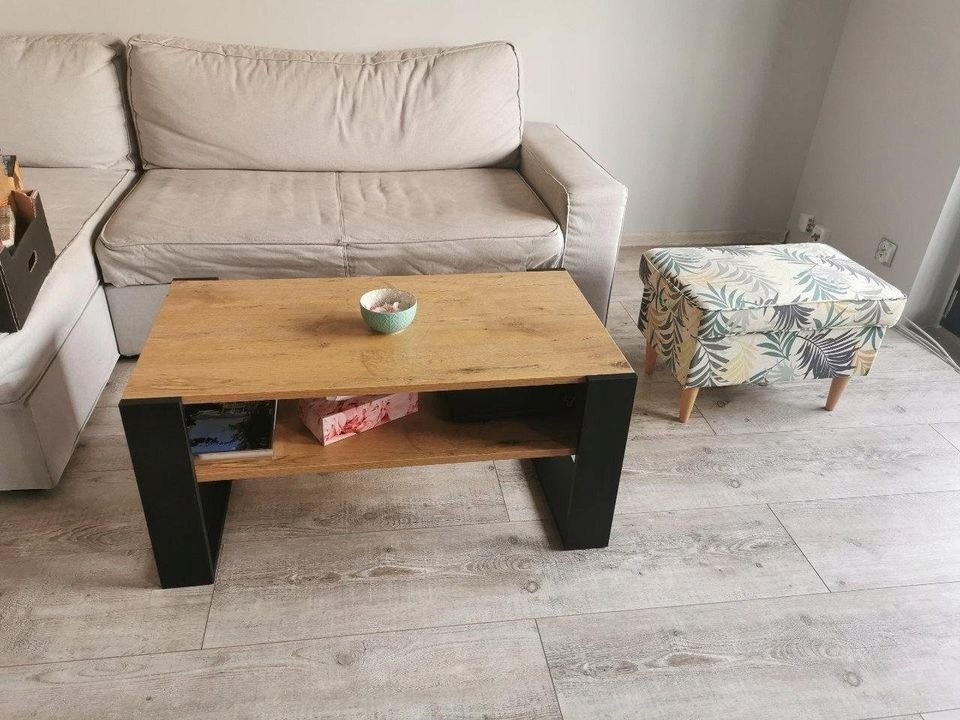 Vintage konferenční stolek/lavice (hnědo/černá) - 3