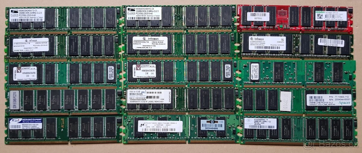 Paměti RAM pro desktop DDR1 - 3