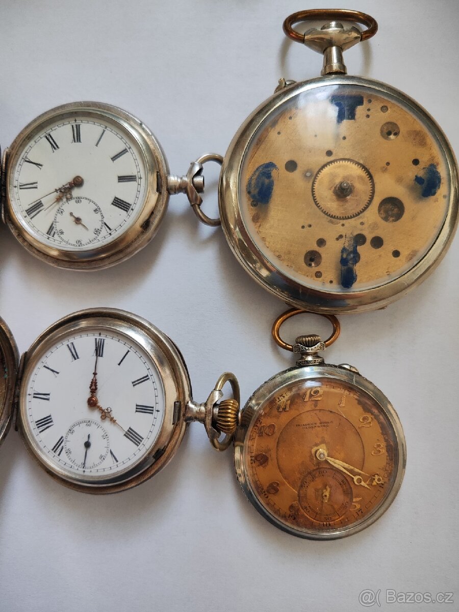 8x kapesni hodinky stříbrné a v niklu - 3