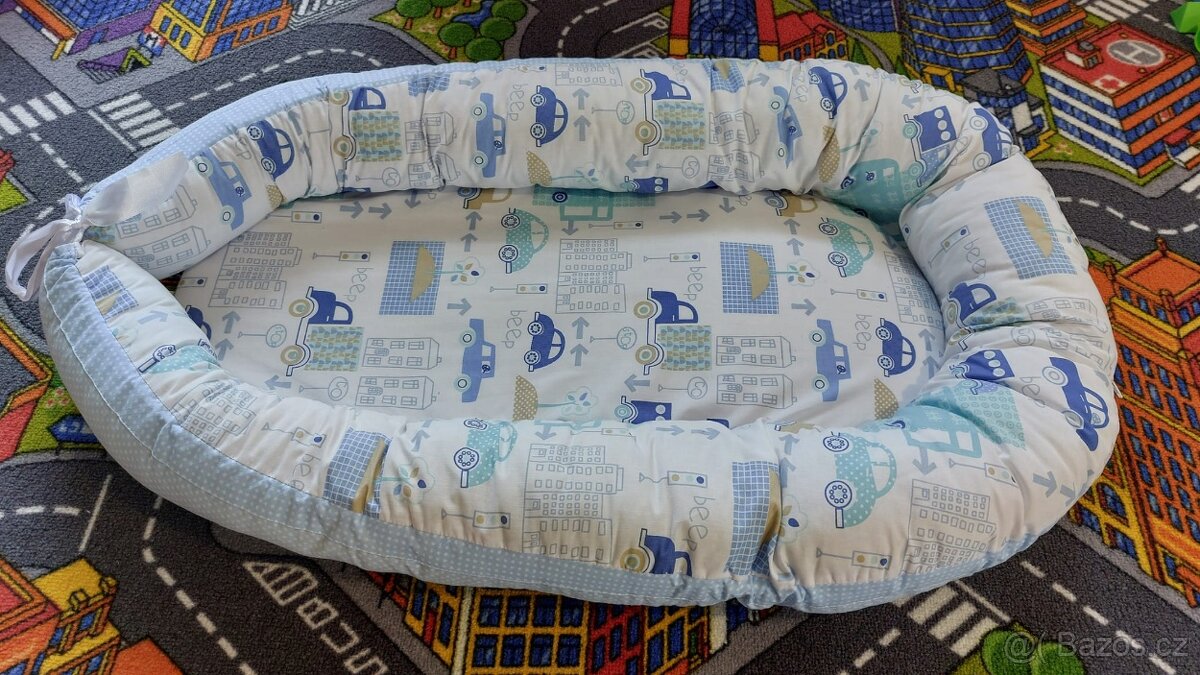 Hnízdo pro miminko Scamp Blue Car Dots - 3