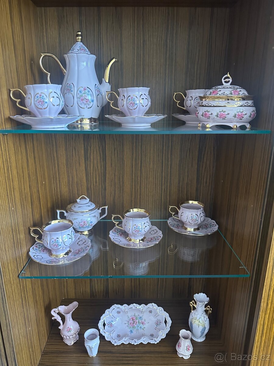 Růžový porcelán, porcelánová sada - 3