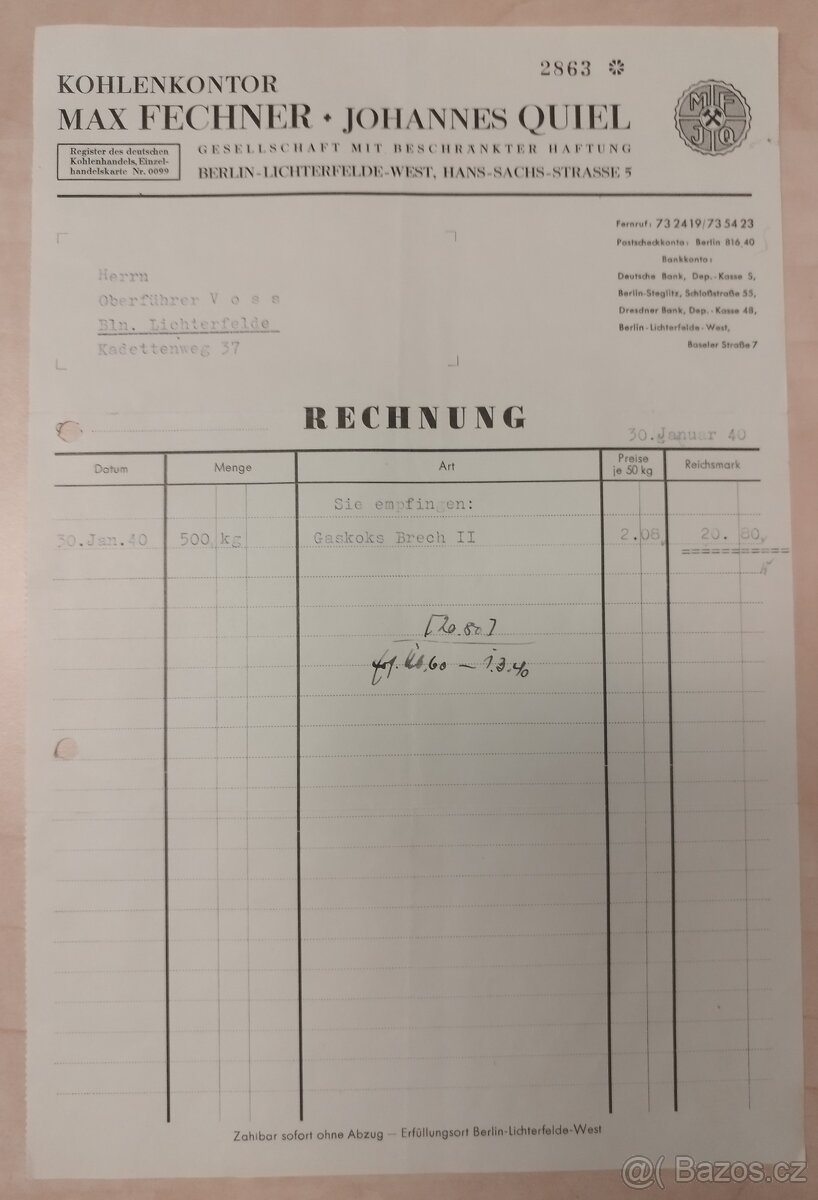 DOKUMENTY PO GENERÁL SS BERNHARD VOSS 3 - 3