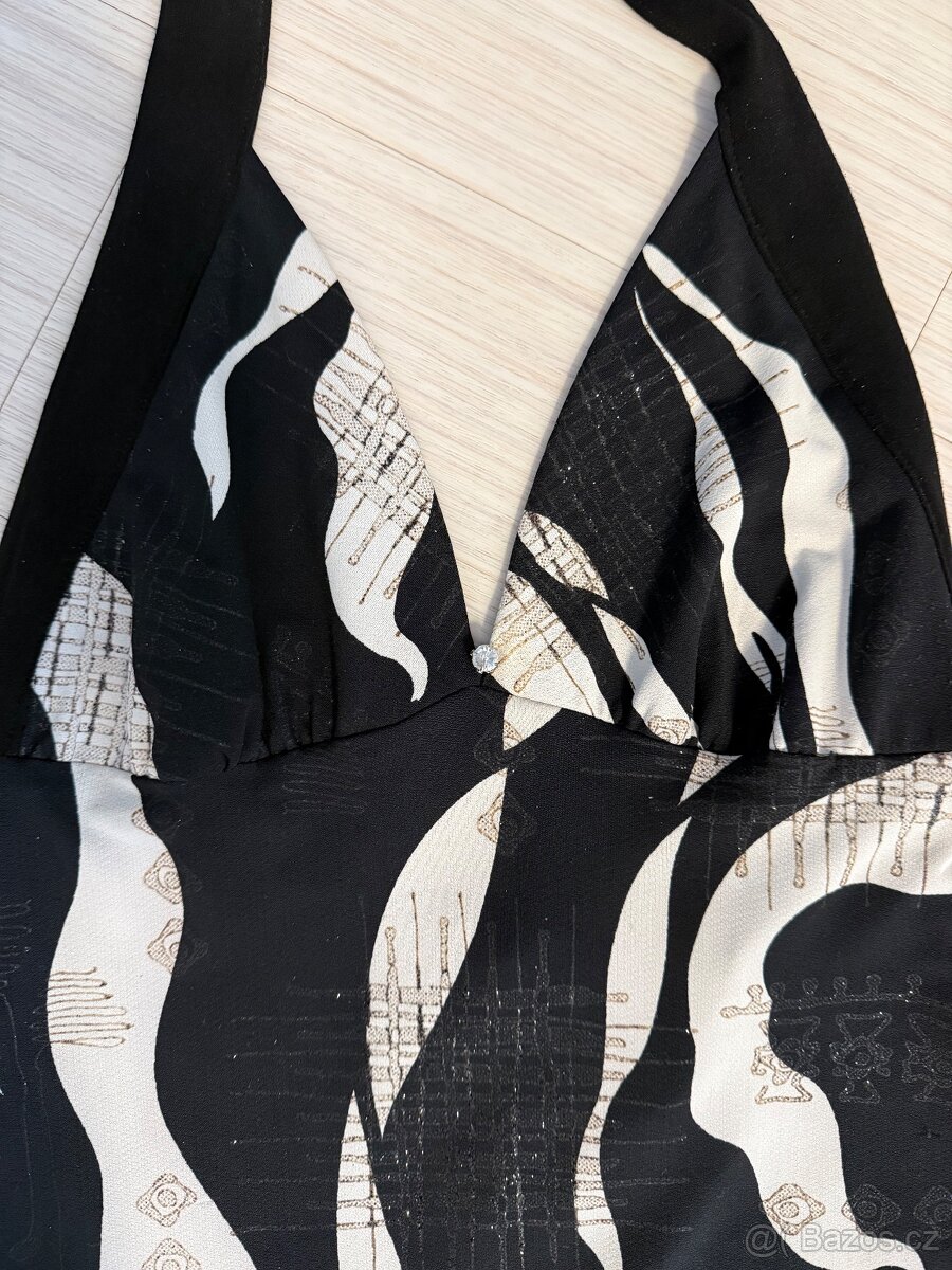 Černo-bílé šaty se třpytkami, velikost 36 - 3