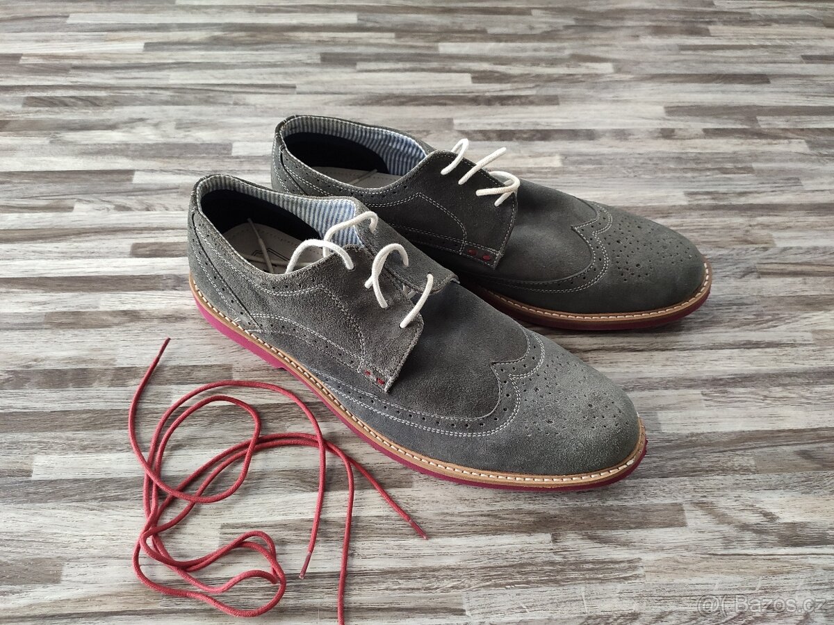 Modrošedé pánské kožené boty SMH - vel. 43 - 3