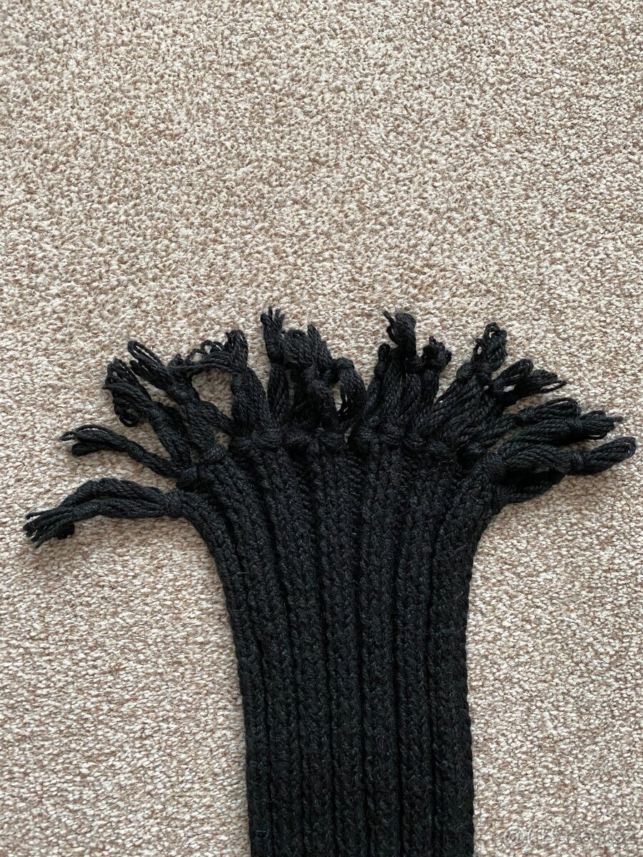 Nová dámská dlouhá zimní ručně pletená šála - tmavě černá - 3