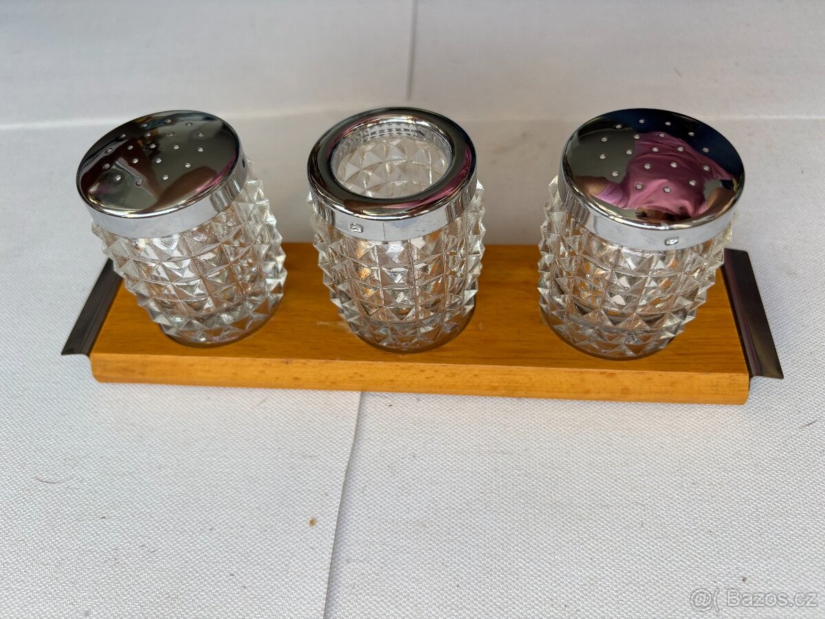 Retro slánka, pepřenka, párátkovník, lisované sklo - 3