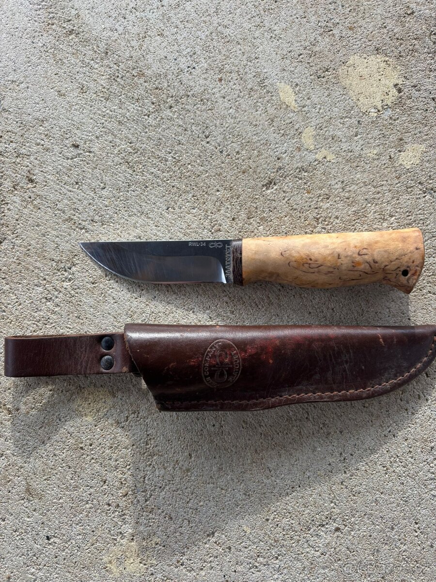 Lovecký nůž A&R Zlatoust RWL-34 – karelská bříza, kožené pou - 3