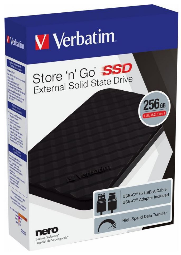 SSD externí disk 256GB Verbatim Slim Portable černý - 3
