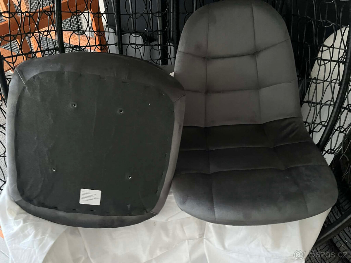 4 kusy semišových jídelních židlí - 3