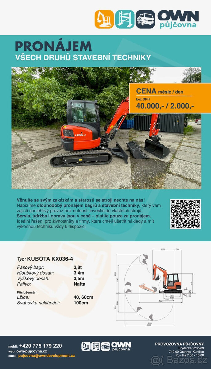 Půjčovna / pronájem minibagr / bagr - 3