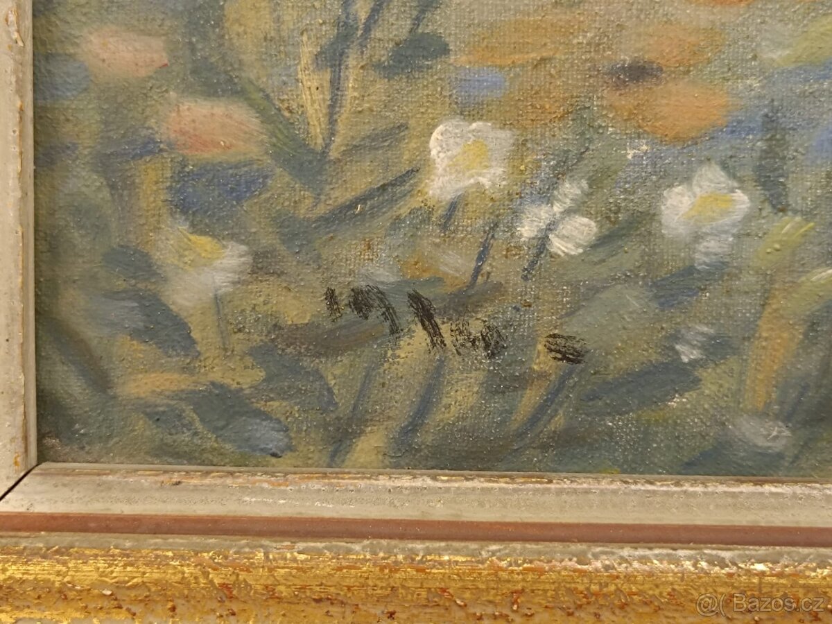 Obraz 1914 Sosny s mákem, olej na plátně 68x56 - 3