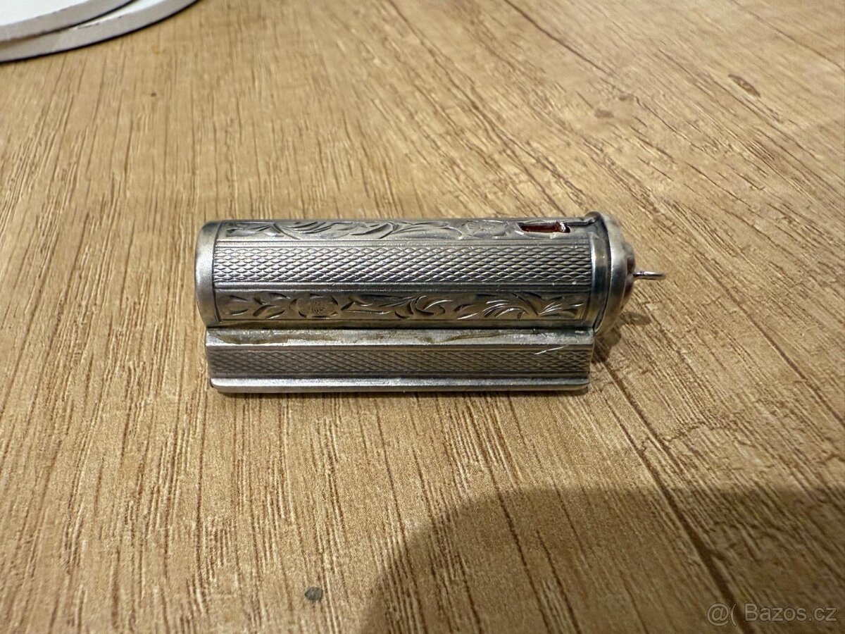 Starožitná stříbrná rtěnka se zrcátkem, punc - 3