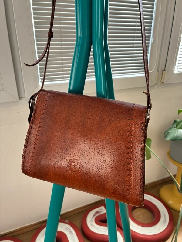 Kožená hnědá kabelka - handmade - 3