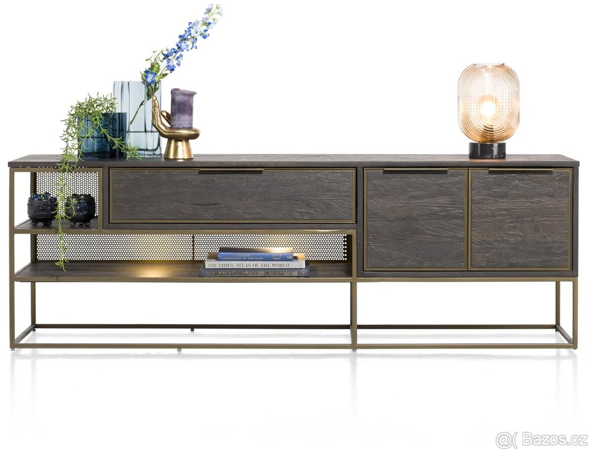 Industriální TV komoda City - antracit a kov - 3