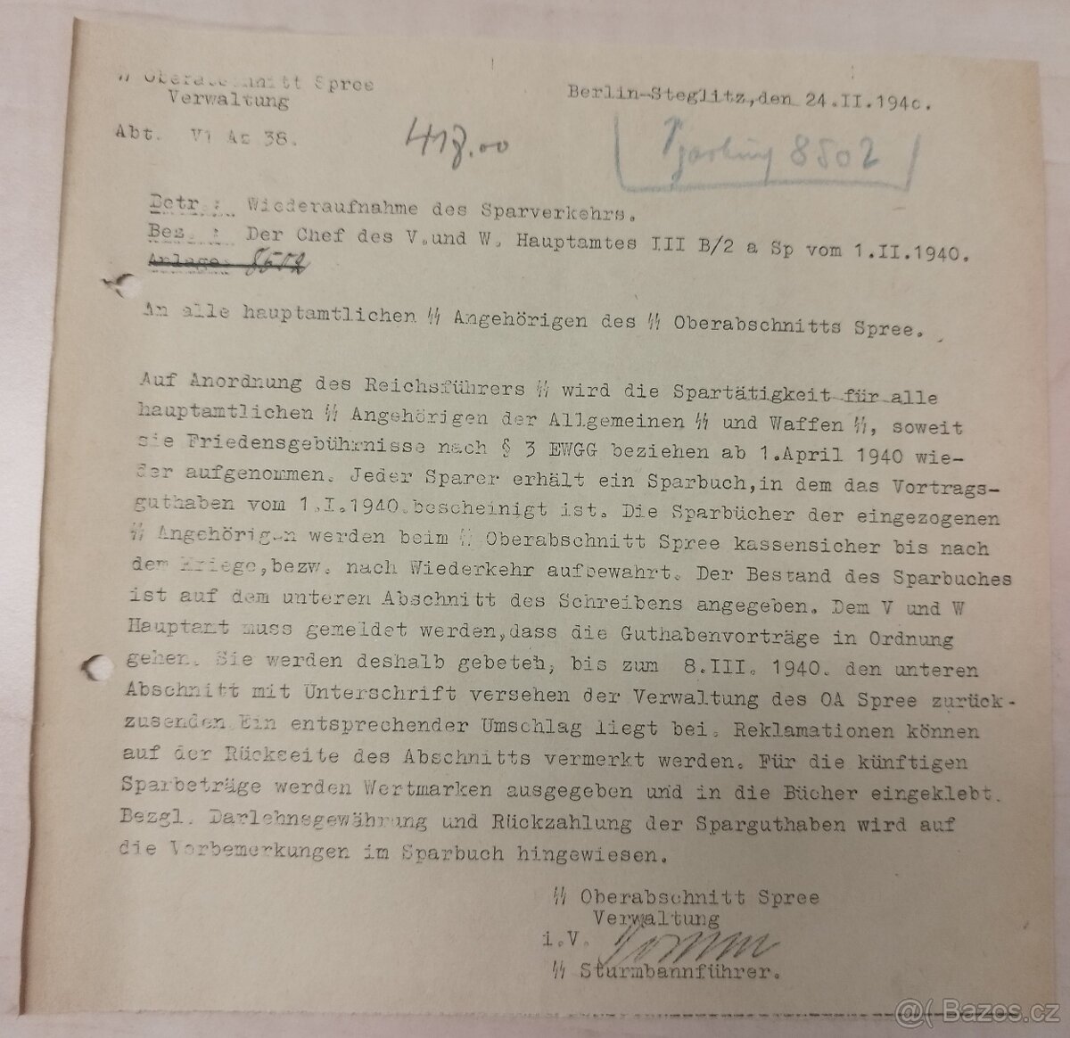 DOKUMENTY PO GENERÁL SS BERNHARD VOSS 2 - 3