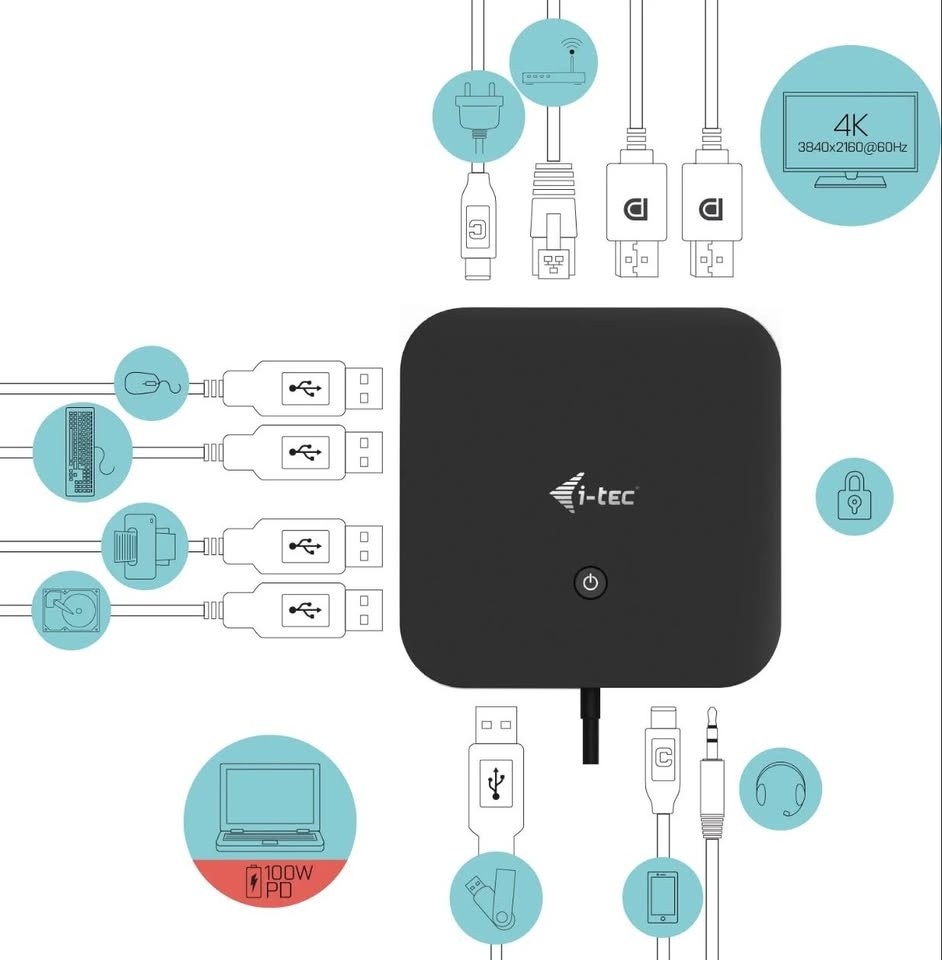 Dokovací stanice i-tec USB-C + Universal Charger 112 W - 3