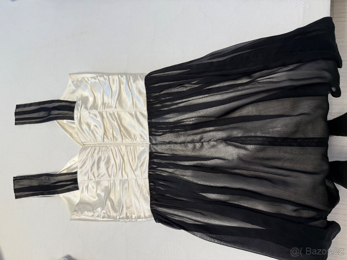 Plesové šaty, bílo-černé, velikost 38-40 - 3