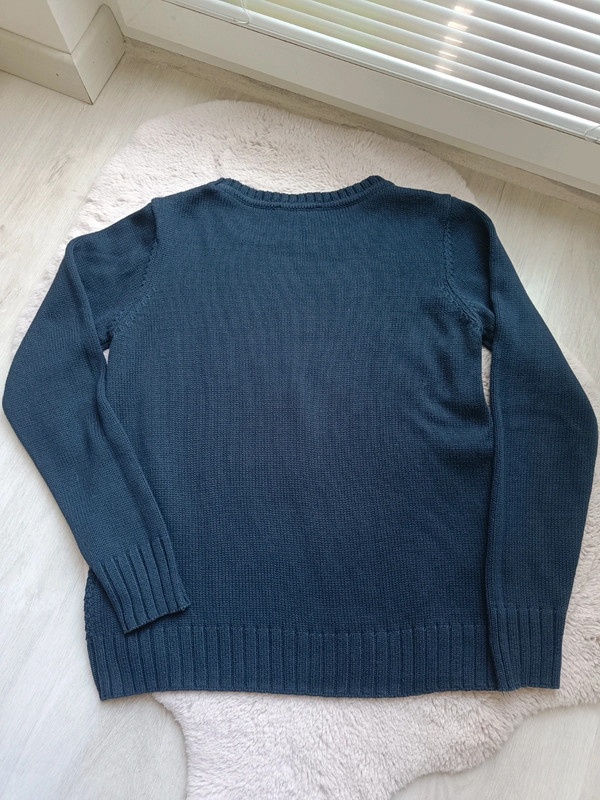 Dámský tmavě modrý svetr s copánkovým vzorem, vel. M - 3