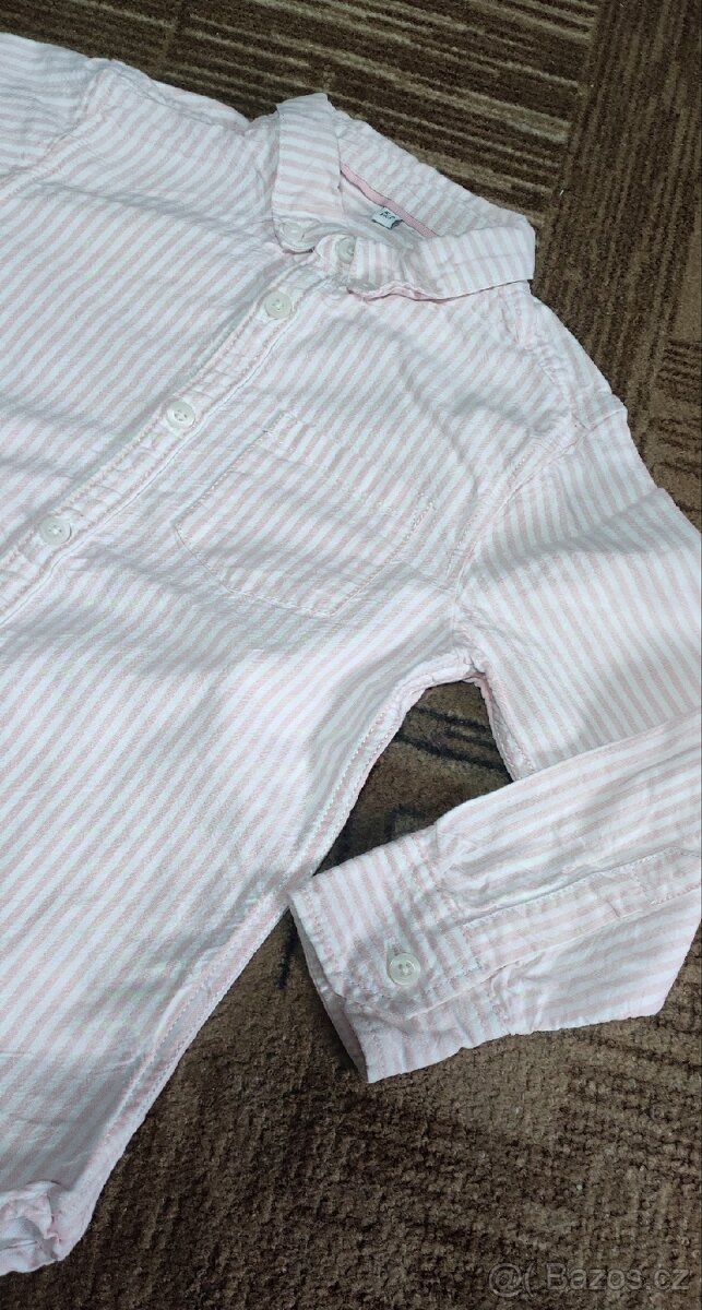 Dívčí bílo růžová košile, vel. 116 - 3