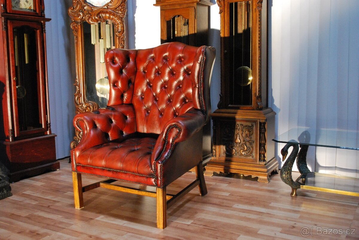 CHESTERFIELD-LEATHER-HIGH/BACK/WING CHAIR - 3