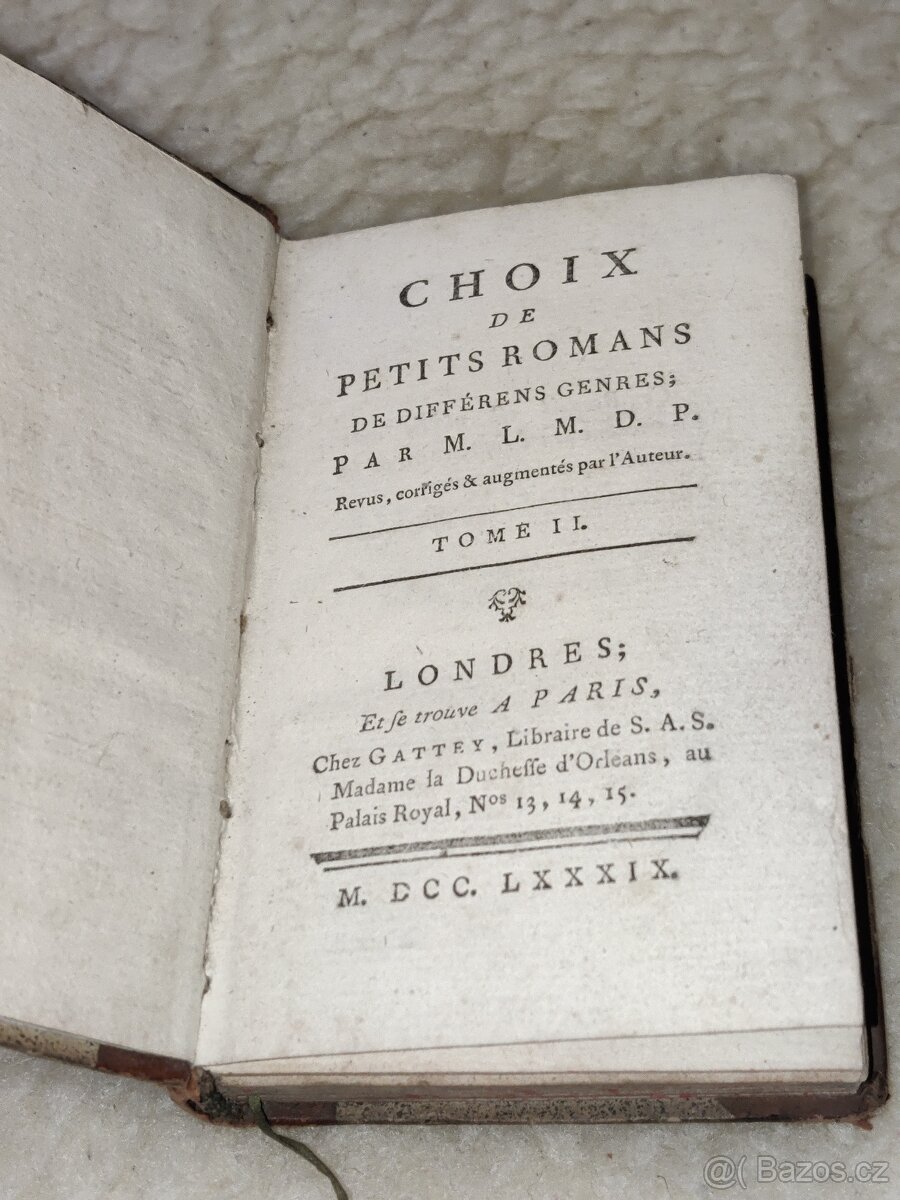 starožitná kniha z r.1789 Choix de Petits Romans - 3