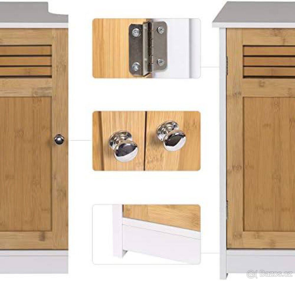 Skříňka pod umyvadlo – bambus a bílá - 3