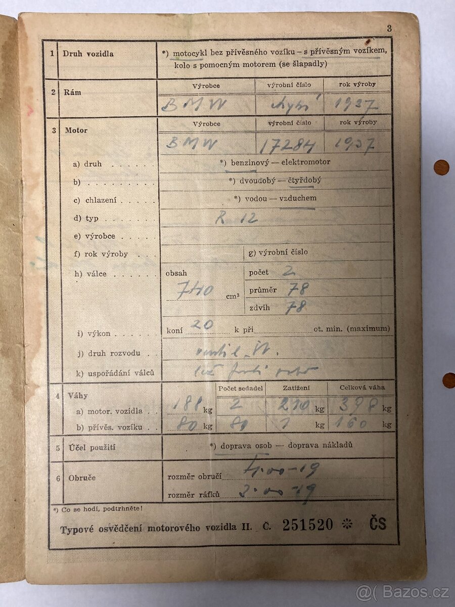 BMW R12 - typové osvědčení - 3