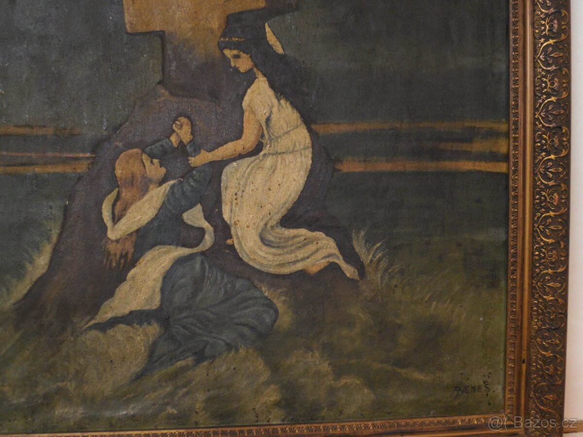 Starý obraz malba Beneš - 3