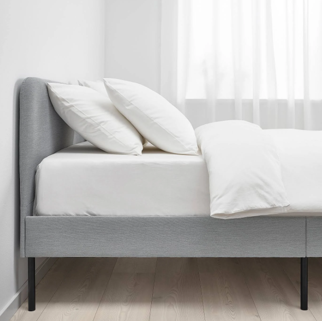 Ikea SLATTUM Upholstered Bed grey & Mattress, - 3