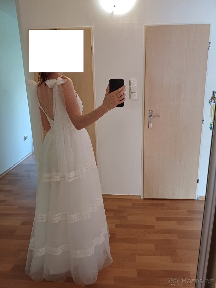 Bílé svatební šaty boho - 3