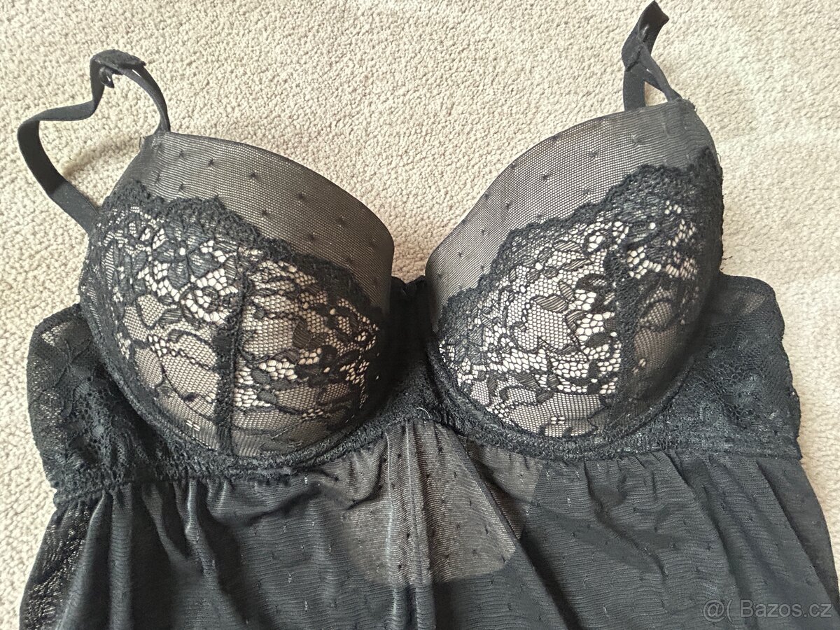 Podprsenka s košilkou 80D - černá - 3