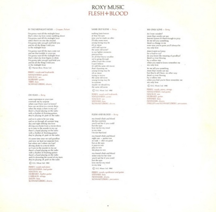 LP deska Roxy music-Flesh+ blood z r.1980/154/ - 3