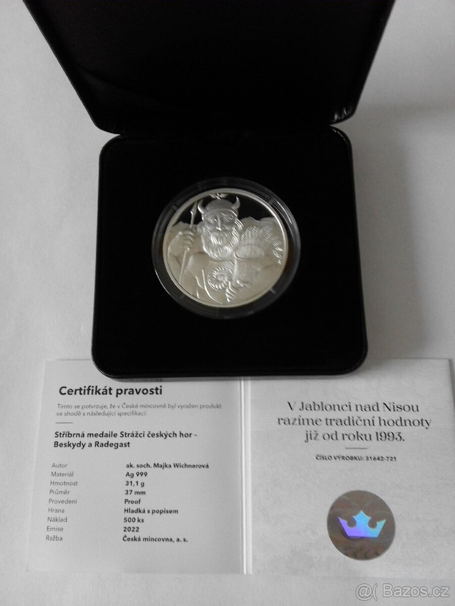 Sada 5 ks stříbrných medailí Strážci českých hor. - 3