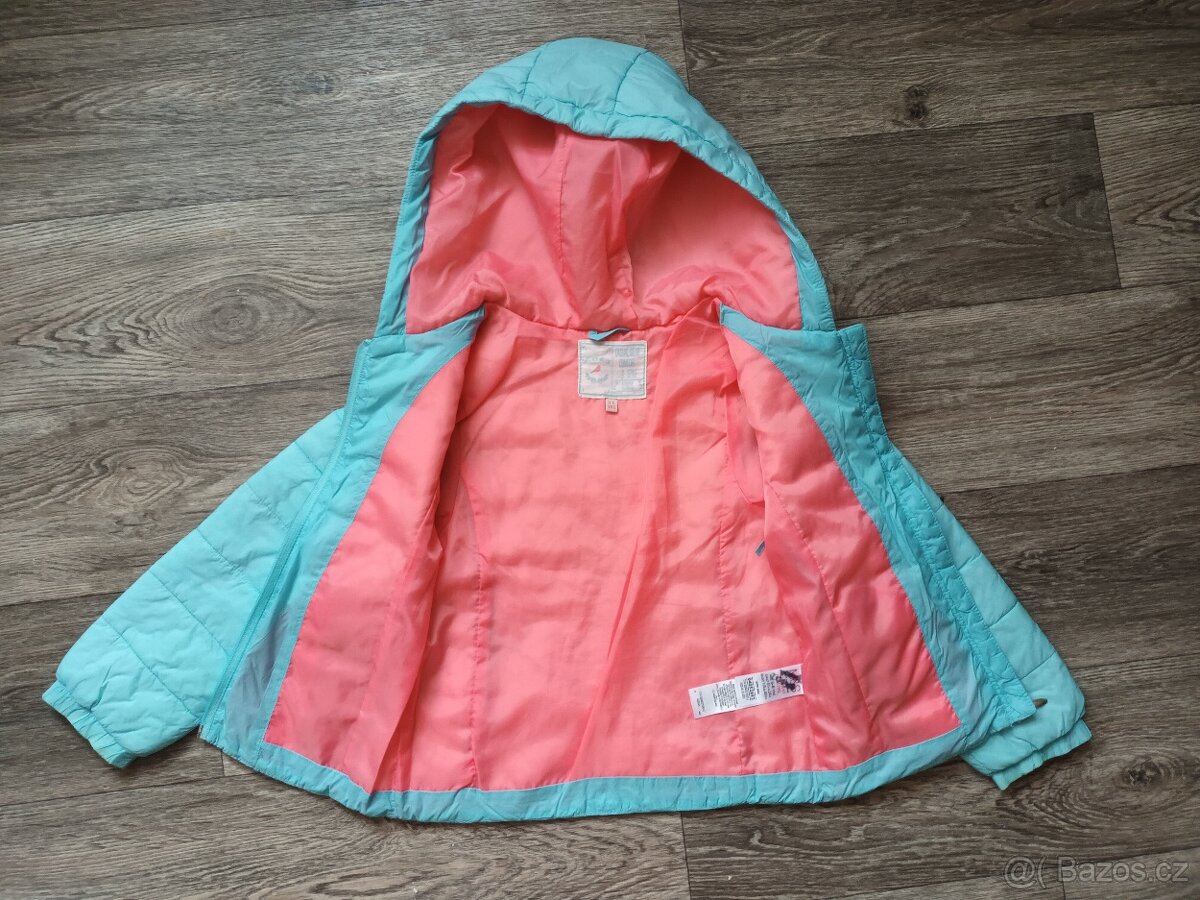 Podzimní holčičí modro-růžová bunda, vel. 5- 6 let - 3