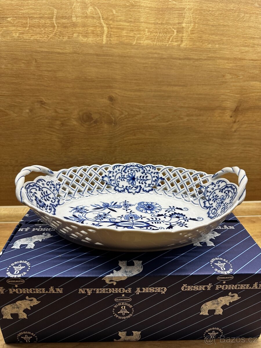 Košík prolamovaný 28cm, Cibulak, originál porcelán Dubí - 3