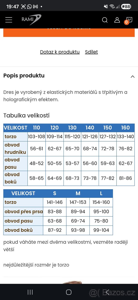 Gymnastický dres zn. Rami, velikost 120 - 3